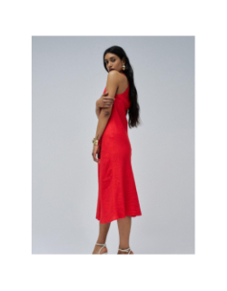Robe en lin back twiste detail rouge femme - Salsa
