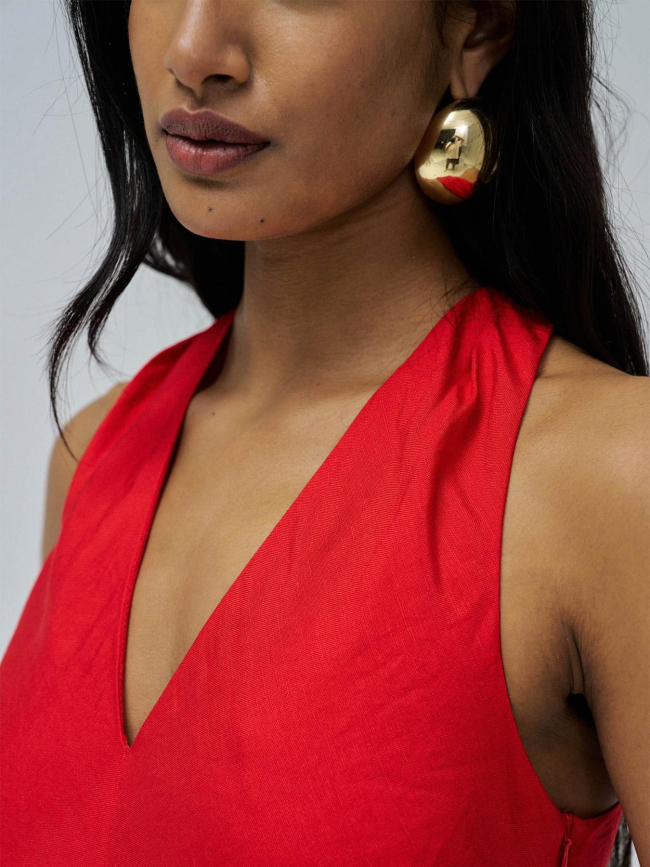 Robe en lin back twiste detail rouge femme - Salsa