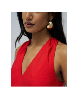 Robe en lin back twiste detail rouge femme - Salsa