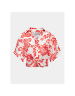 Chemisier crop noué floral rouge blanc femme - Salsa