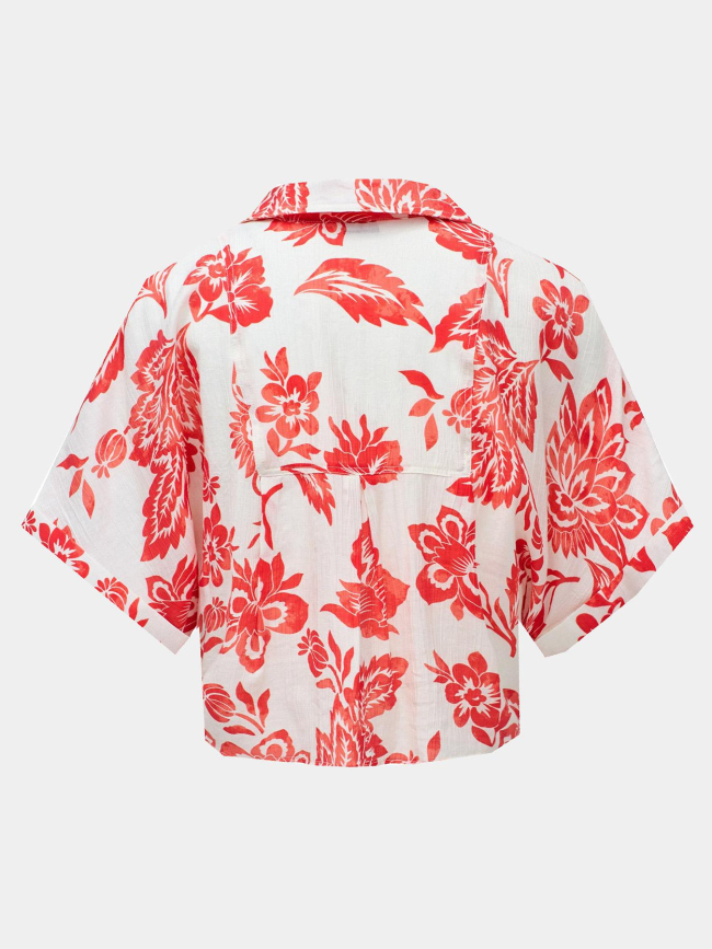 Chemisier crop noué floral rouge blanc femme - Salsa