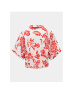 Chemisier crop noué floral rouge blanc femme - Salsa
