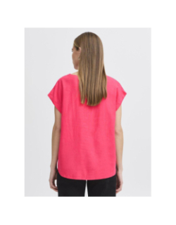 T-shirt en lin uni linno rose femme - Ichi