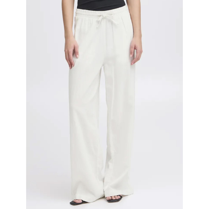 Pantalon large en lin linno blanc femme - Ichi
