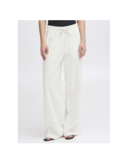 Pantalon large en lin linno blanc femme - Ichi