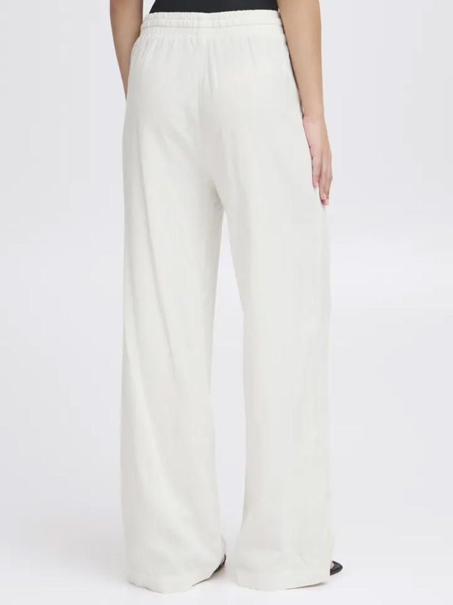 Pantalon large en lin linno blanc femme - Ichi