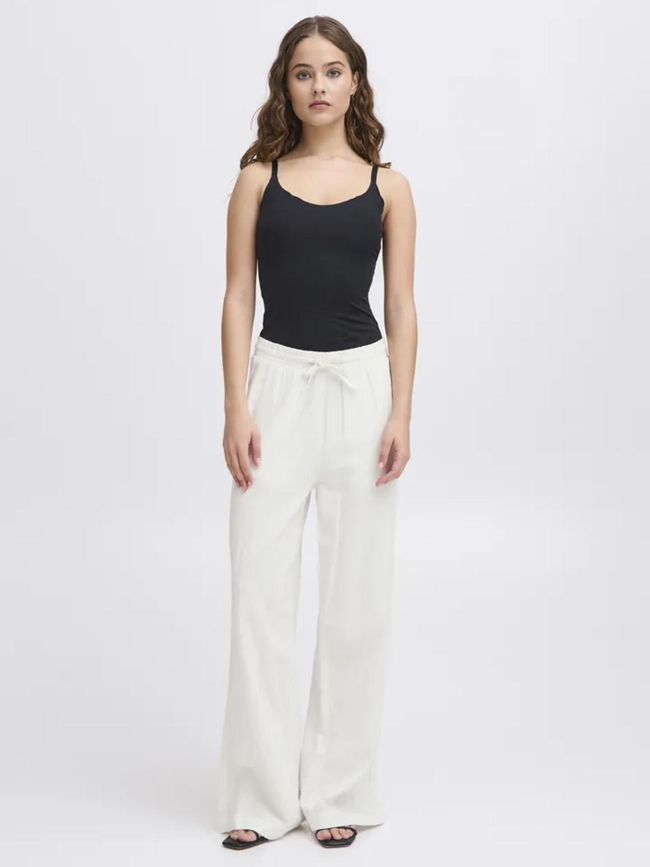 Pantalon large en lin linno blanc femme - Ichi
