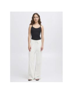 Pantalon large en lin linno blanc femme - Ichi