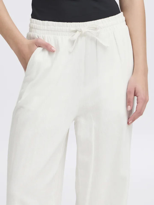 Pantalon large en lin linno blanc femme - Ichi