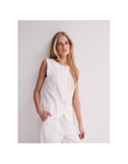 Top veston en lin linno blanc femme - Ichi