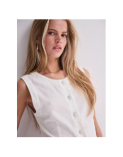Top veston en lin linno blanc femme - Ichi