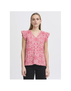 T-shirt en lin imprimé linno rose femme - Ichi
