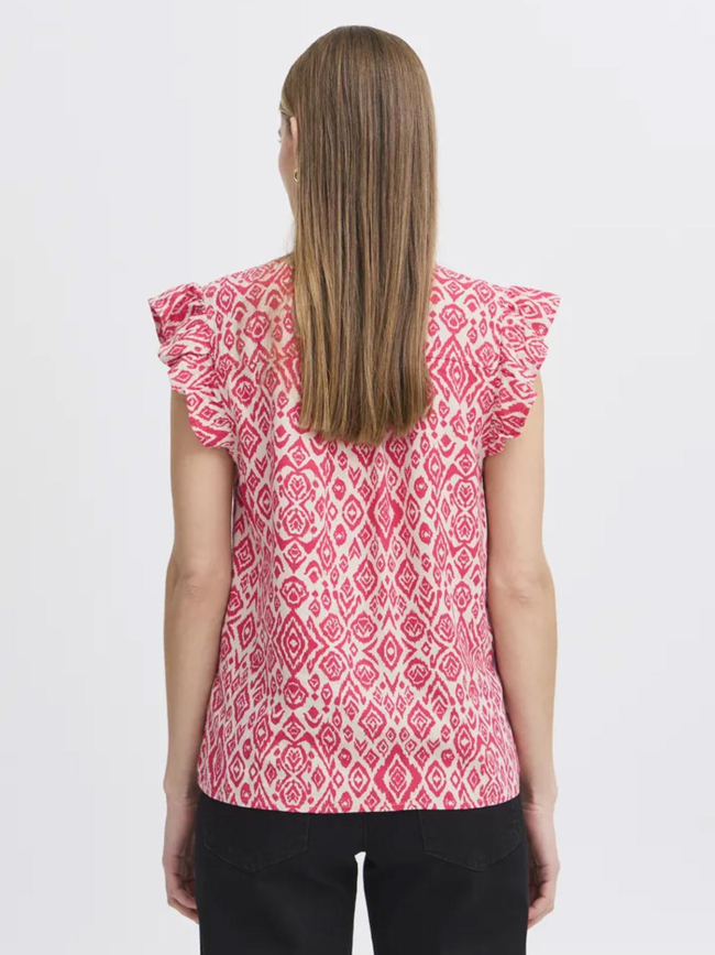 T-shirt en lin imprimé linno rose femme - Ichi