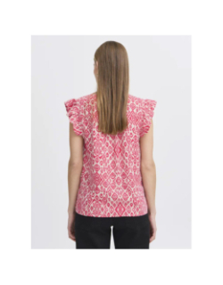 T-shirt en lin imprimé linno rose femme - Ichi