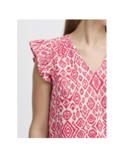 T-shirt en lin imprimé linno rose femme - Ichi