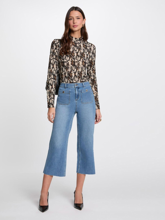 Jean crop clic stone bleu femme - Morgan