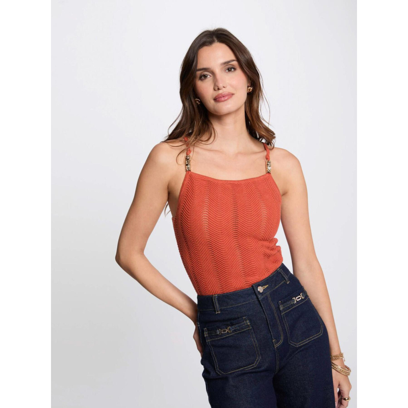 Débardeur maille molovic orange femme - Morgan