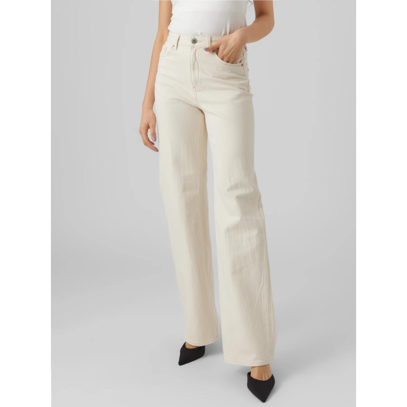 Jean large taille haute tessa beige femme - Vero Moda