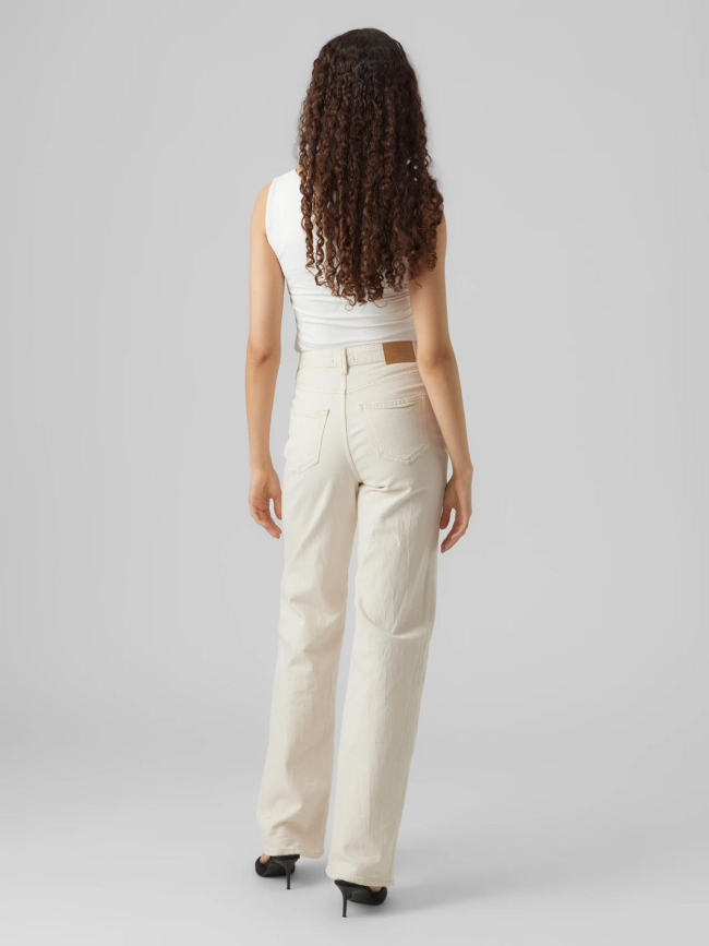 Jean large taille haute tessa beige femme - Vero Moda
