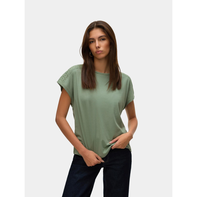 T-shirt uni emily vert femme - Vero Moda