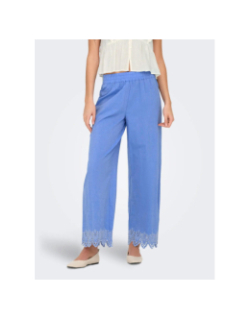 Pantalon bas ajouré paula tulum bleu femme - Only