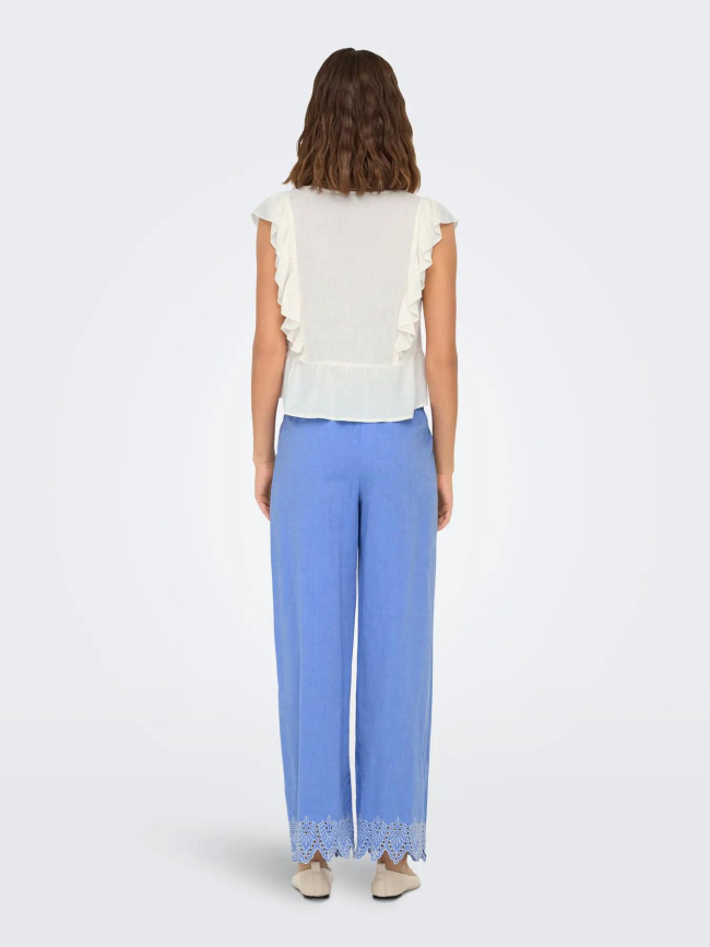 Pantalon bas ajouré paula tulum bleu femme - Only