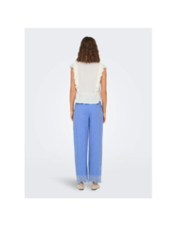 Pantalon bas ajouré paula tulum bleu femme - Only