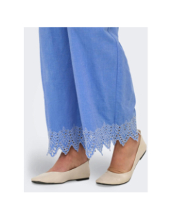 Pantalon bas ajouré paula tulum bleu femme - Only