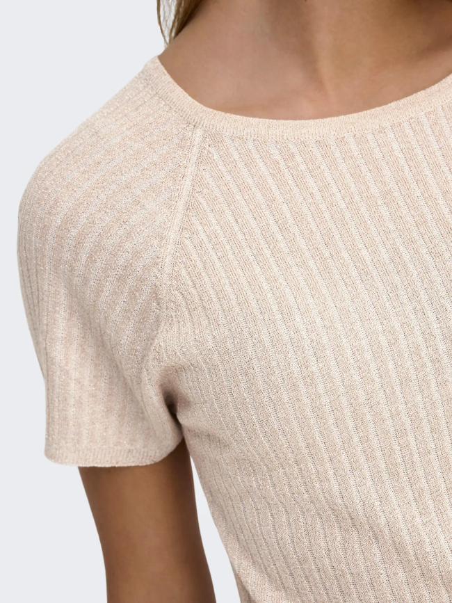 T-shirt à paillettes bodilla beige femme - Jdy