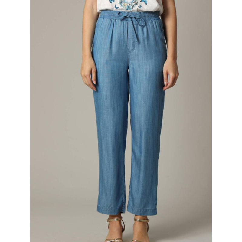 Pantalon large effet denim renate bleu femme - Deeluxe