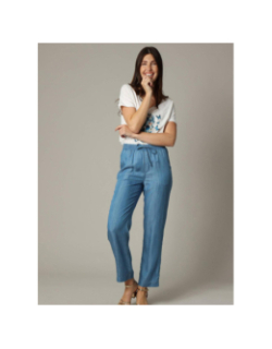 Pantalon large effet denim renate bleu femme - Deeluxe