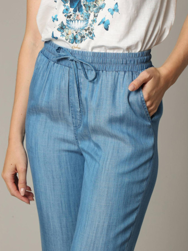 Pantalon large effet denim renate bleu femme - Deeluxe