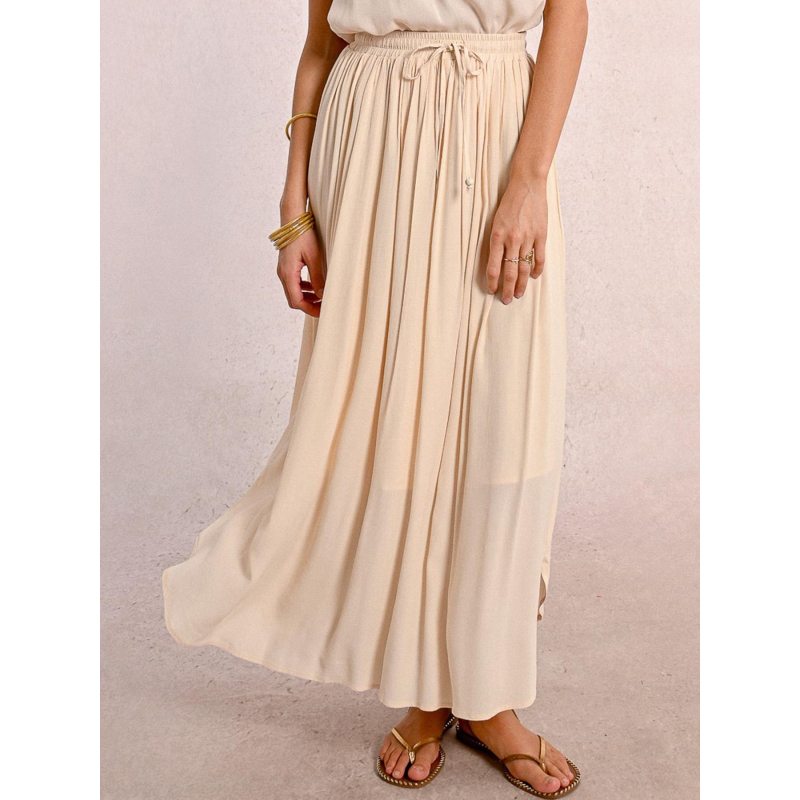 Jupe longue fluide cream beige femme - Molly Bracken