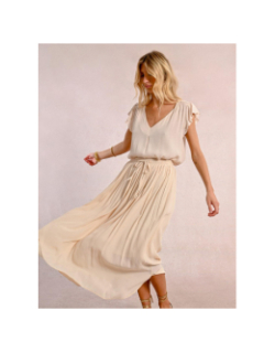 Jupe longue fluide cream beige femme - Molly Bracken