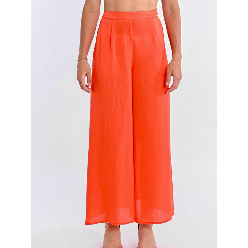 Pantalon fluide large corail rouge femme - Molly Bracken