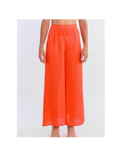 Pantalon fluide large corail rouge femme - Molly Bracken