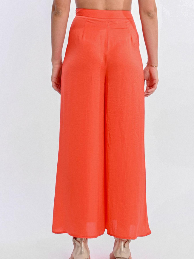 Pantalon fluide large corail rouge femme - Molly Bracken