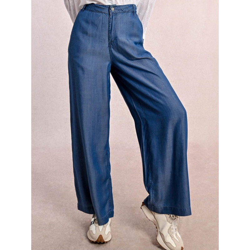 Pantalon effet denim fluide bleu femme - Molly Bracken