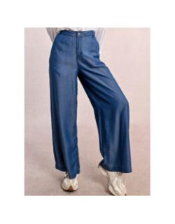 Pantalon effet denim fluide bleu femme - Molly Bracken