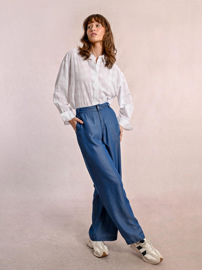 Pantalon effet denim fluide bleu femme - Molly Bracken