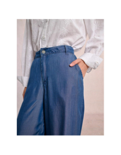 Pantalon effet denim fluide bleu femme - Molly Bracken