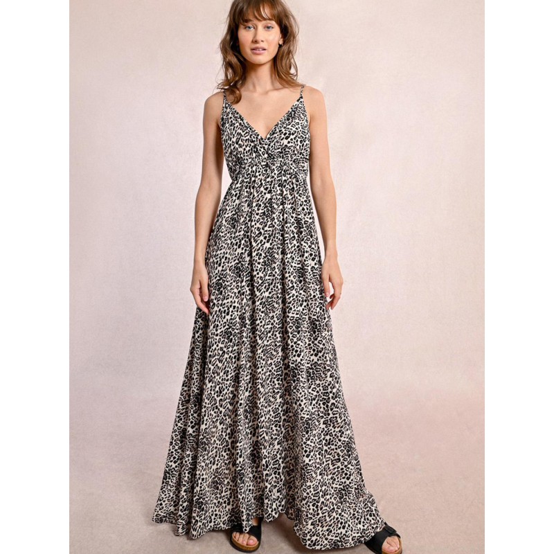 Robe longue léopard geeta beige femme - Molly Bracken