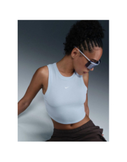 Débardeur crop côtelé essential bleu ciel femme - Nike
