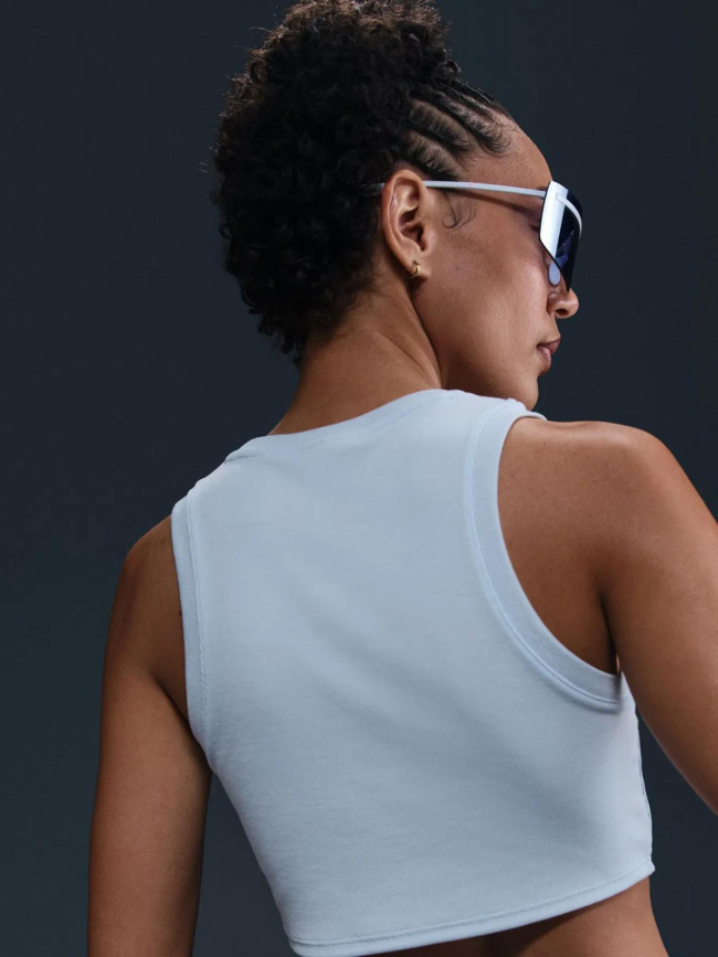 Débardeur crop côtelé essential bleu ciel femme - Nike