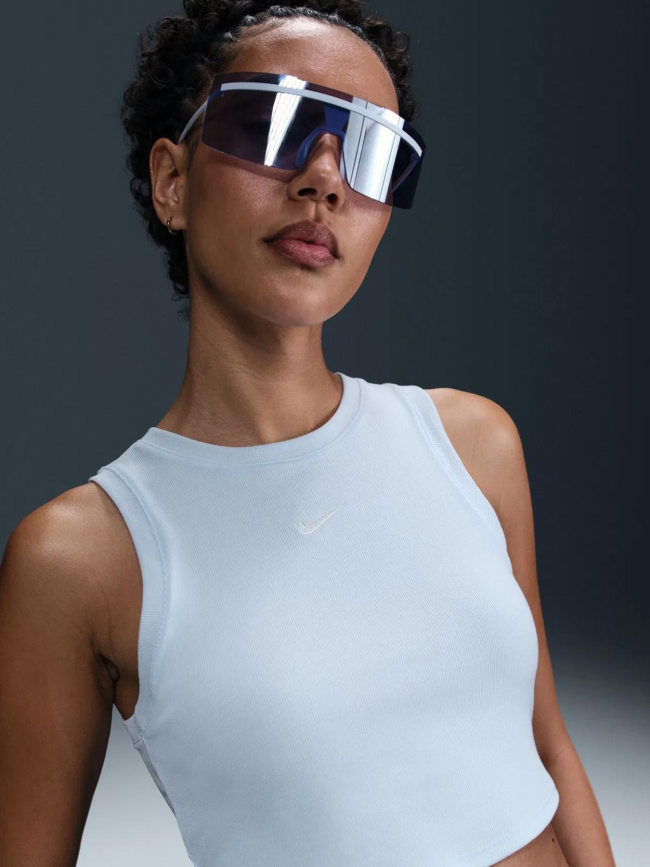 Débardeur crop côtelé essential bleu ciel femme - Nike