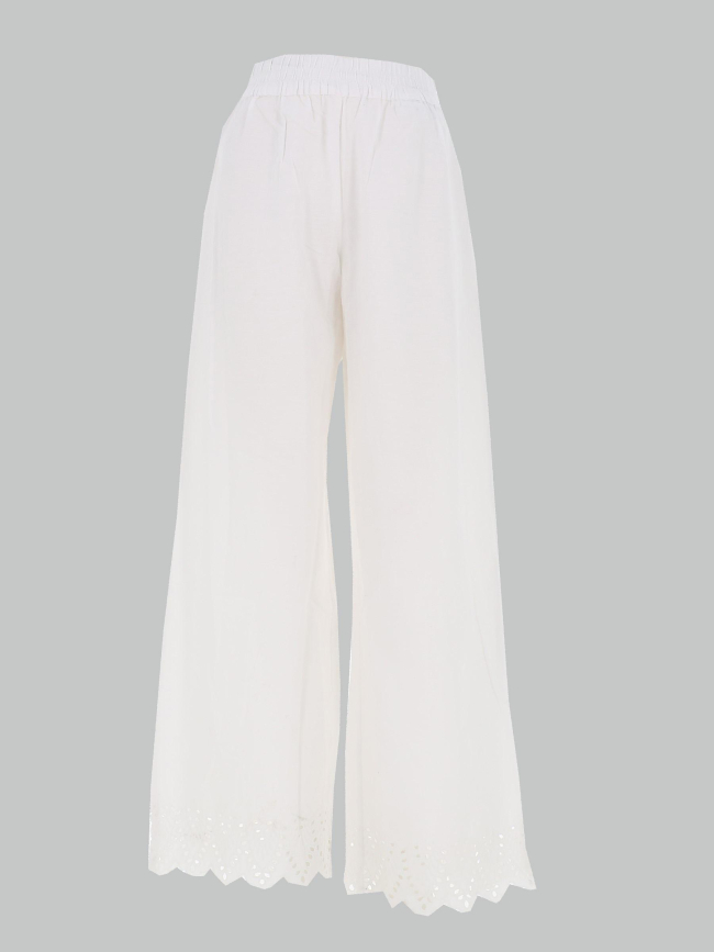 Pantalon bas ajouré paula tulum blanc femme - Only