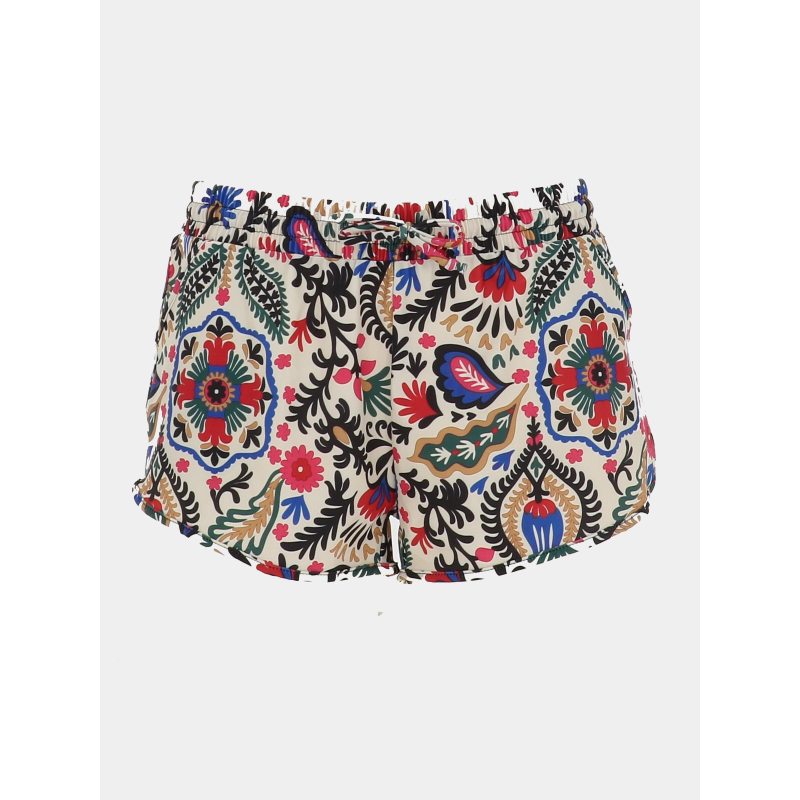 Short de bain charlotte floral beige femme - Lagon Bleu