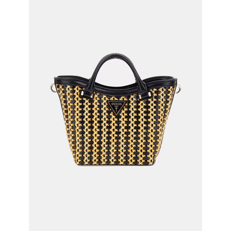 Sac bandoulière mini bi-matière atalia noir beige femme - Guess