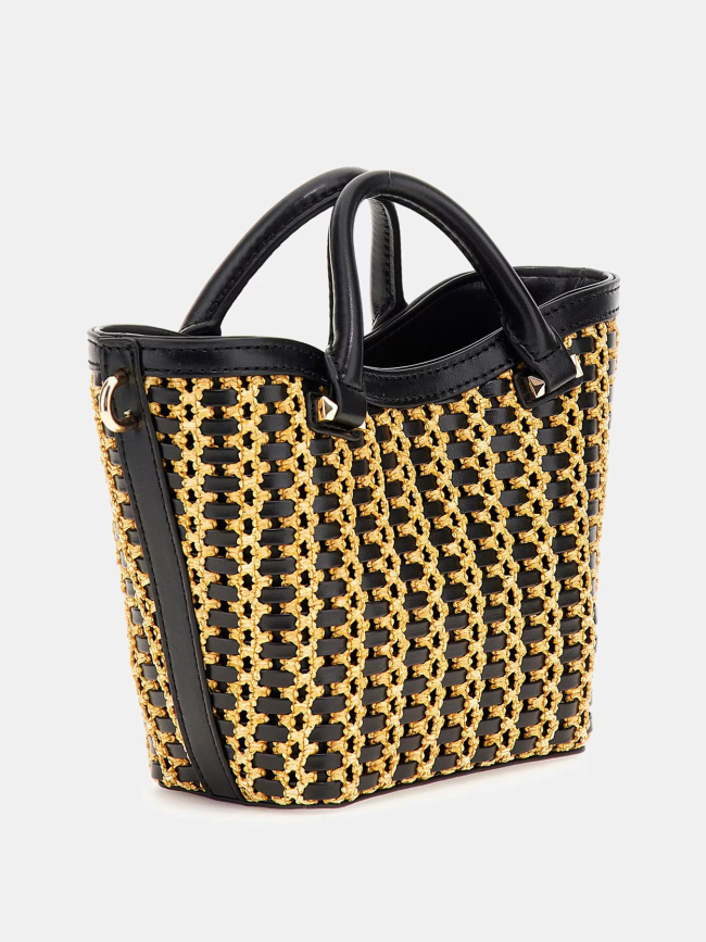 Sac bandoulière mini bi-matière atalia noir beige femme - Guess