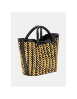 Sac bandoulière mini bi-matière atalia noir beige femme - Guess